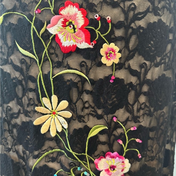 Vintage Betsey Johnson Embroidered Black Lace Dress with mermaid bottom. - Picture 6 of 9